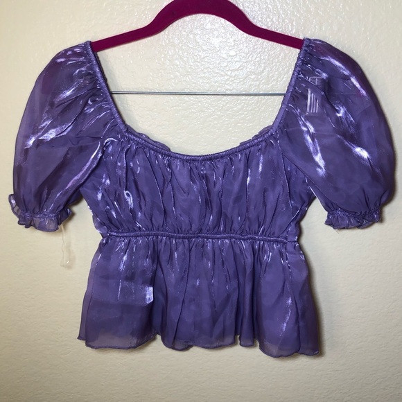Thirty thirty shimmer puff sleeve crop top size XS - Picture 3 of 6